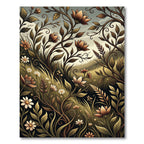 Earthy Brown Floral Vines Meadow Rug