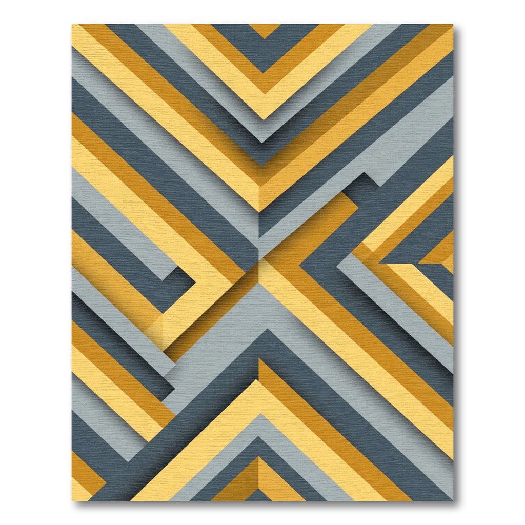 Modern Gray and Gold Geometric Chevron Rug