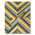 Modern Gray and Gold Geometric Chevron Rug