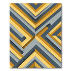 Modern Gray and Gold Geometric Chevron Rug