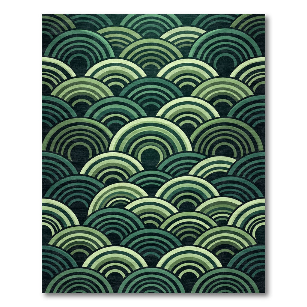 Deep Teal Green Arch Pattern Rug