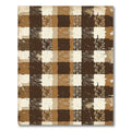 Rustic Brown Distressed Gingham Check Rug
