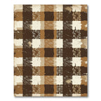Rustic Brown Distressed Gingham Check Rug