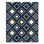Navy and Cream Geometric Diamond Lattice Rug