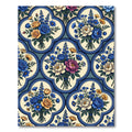Blue Floral Tile Bouquet Botanical Trellis Rug