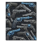 Gun Metal Blue Detailed Revolver Art Rug