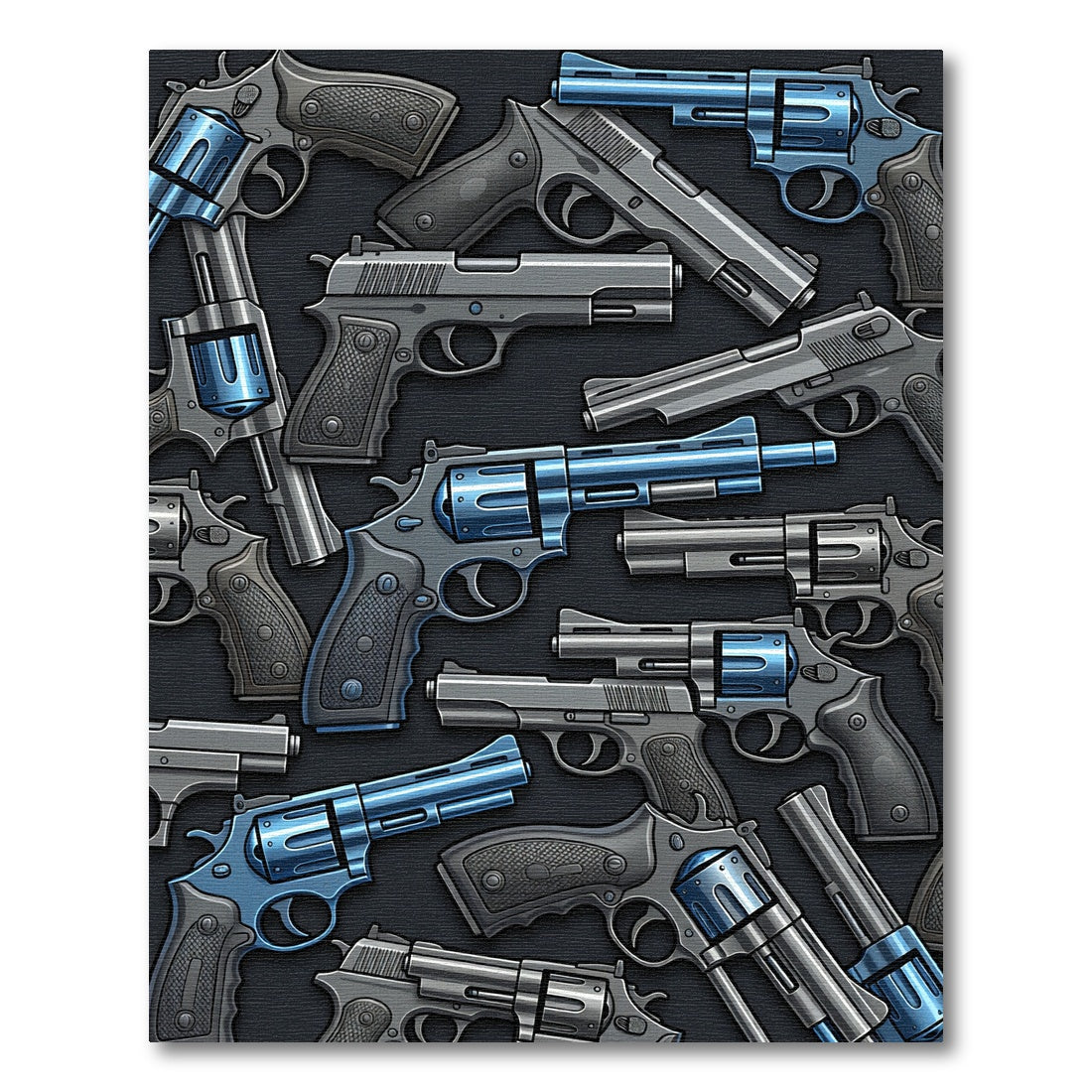 Gun Metal Blue Detailed Revolver Art Rug