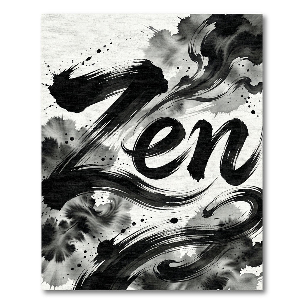 Black White Ink Wash Swirl Rug