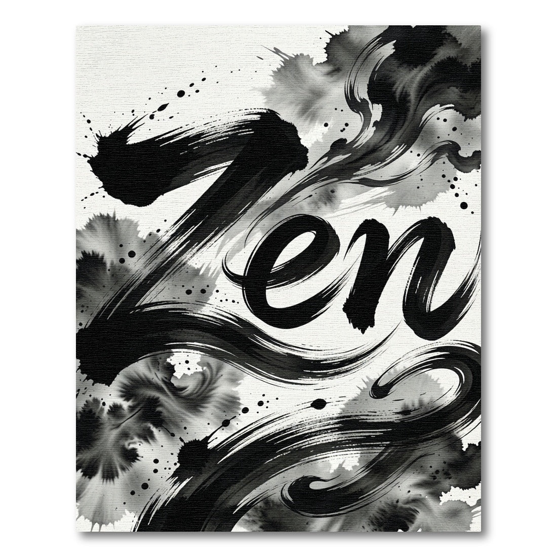 Black White Ink Wash Swirl Rug