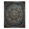 Ornate Golden Medallion Charcoal Filigree Rug