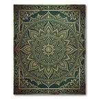 Ornate Emerald Olive Lotus Mandala Rug