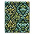 Ornate Teal Yellow Scrolling Flourish Rug