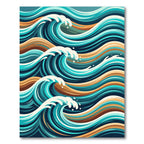 Deep Blue Ocean Wave Composition Rug