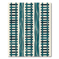 Teal Striped Ladder Geometric Abstract Rug