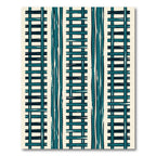 Teal Striped Ladder Geometric Abstract Rug
