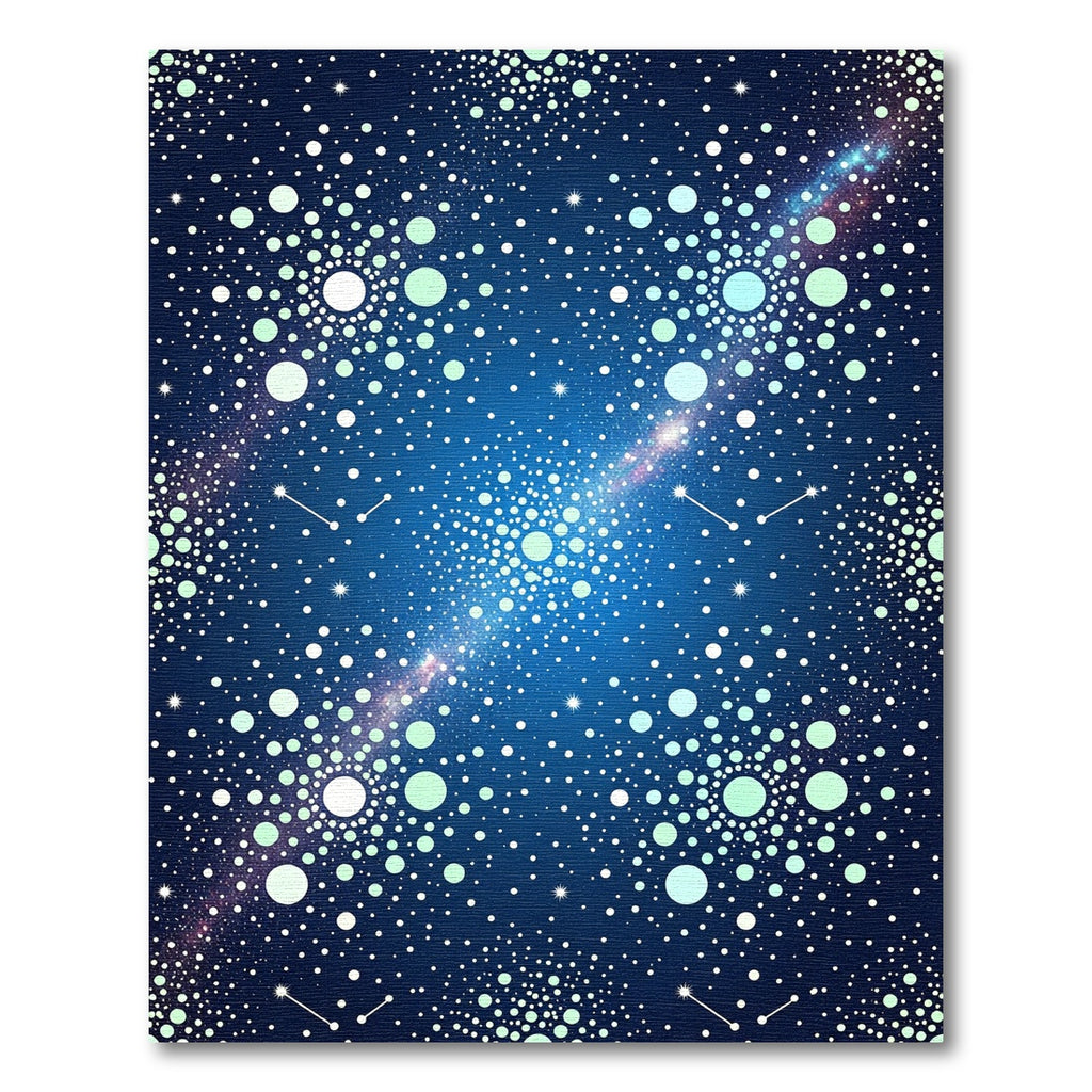 Deep Blue Celestial Starry Circles Rug