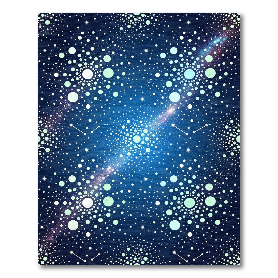 Deep Blue Celestial Starry Circles Rug