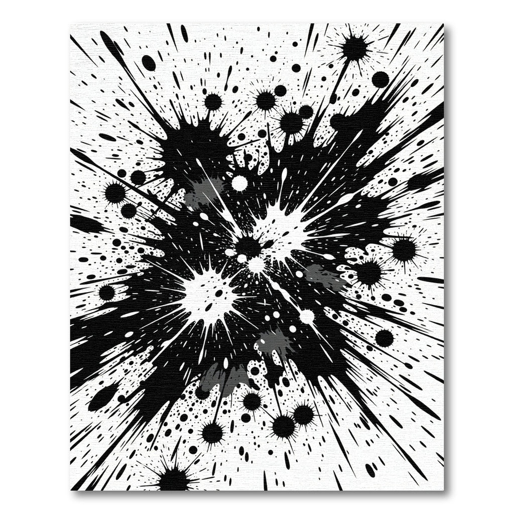 Black and White Dramatic Ink Splash Rug