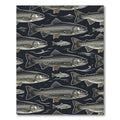 Dark Charcoal Trout Fish Wallpaper Rug