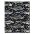 Dark Charcoal Trout Fish Wallpaper Rug