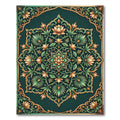 Teal Golden Lotus Floral Medallion Rug
