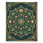 Teal Golden Lotus Floral Medallion Rug