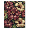 Rich Burgundy Ivory Hibiscus Garden Rug
