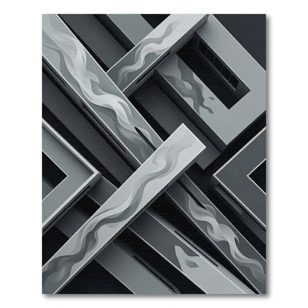 Monochrome Abstract Linear Flow Rug