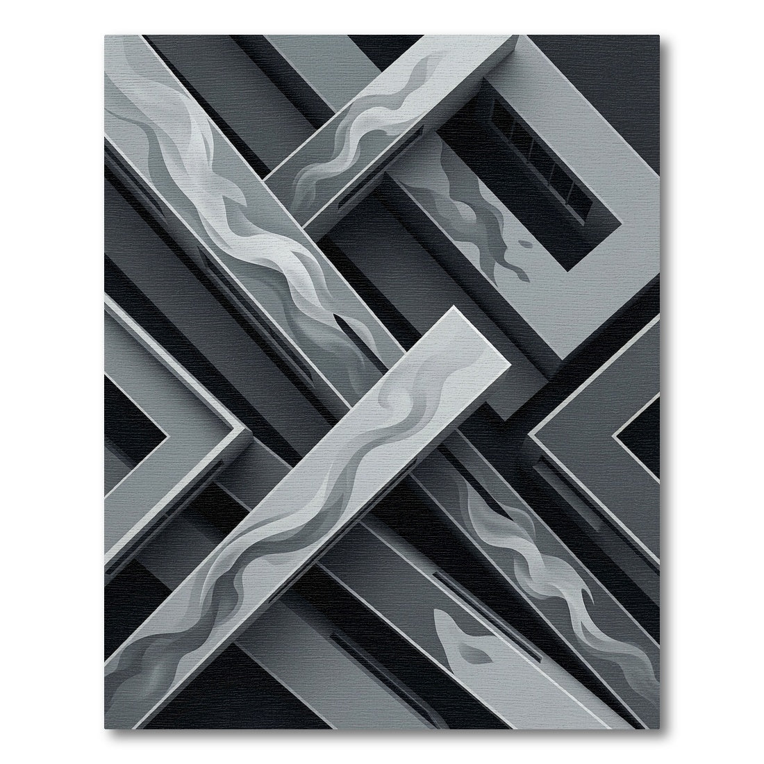 Monochrome Abstract Linear Flow Rug