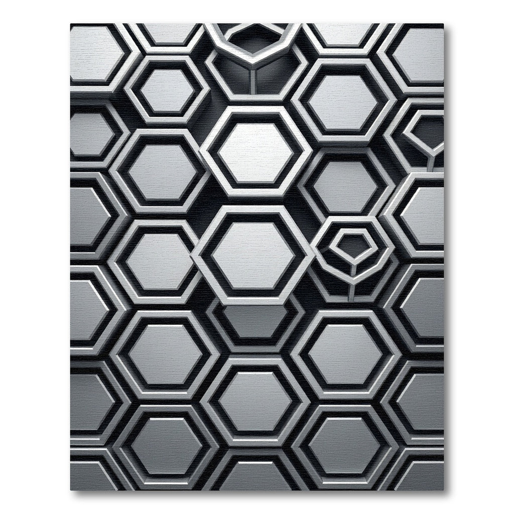 Monochromatic Silver Geometric Hexagonal Relief Rug