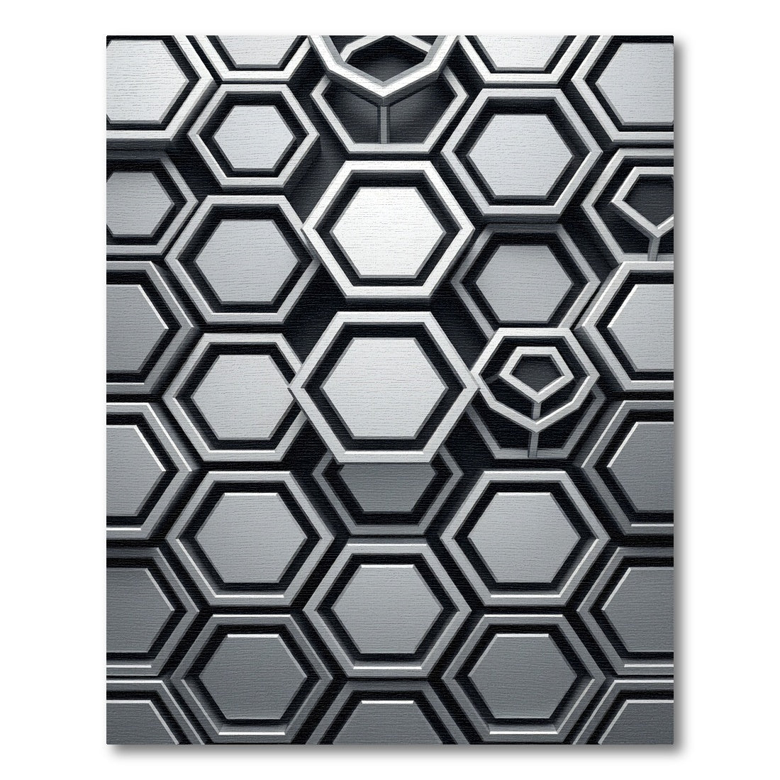 Monochromatic Silver Geometric Hexagonal Relief Rug