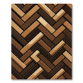 Rich Brown Herringbone Wood Grain Rug
