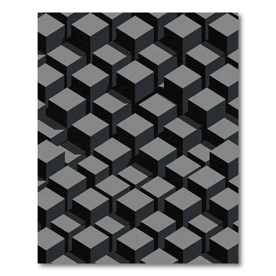 Monochromatic 3D Cube Pattern Rug