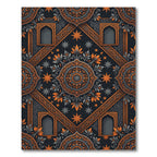 Ornate Midnight Orange Floral Star Medallion Rug
