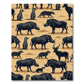 Safari Black Animal Silhouette Desert Scene Rug
