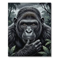 Thoughtful Silver Gorilla Jungle Portrait Rug
