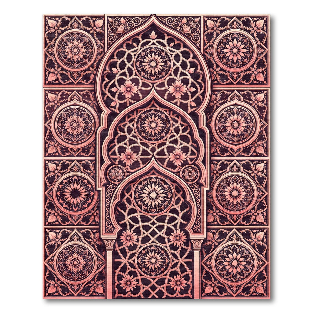 Rose Gold Floral Arch Medallion Rug