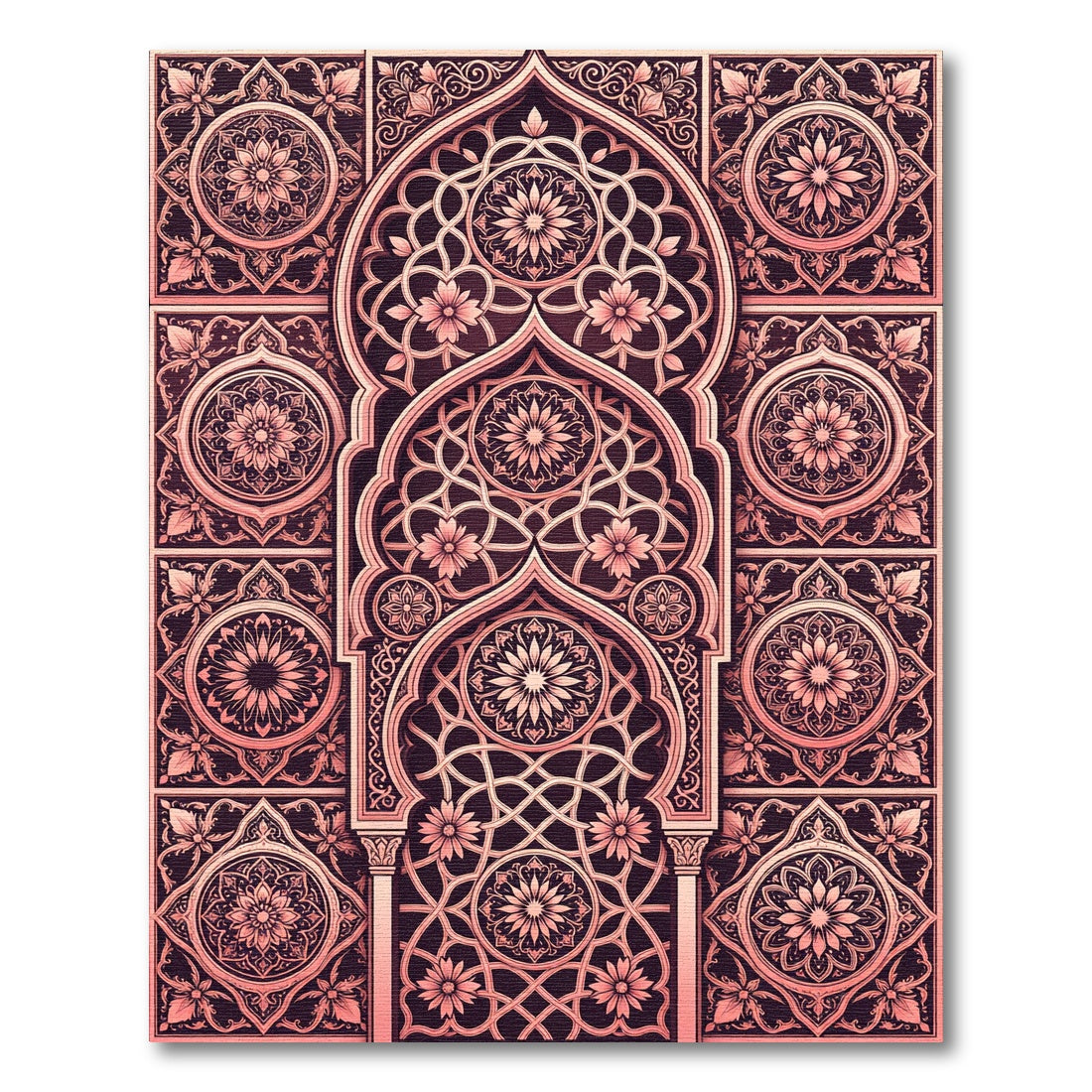Rose Gold Floral Arch Medallion Rug