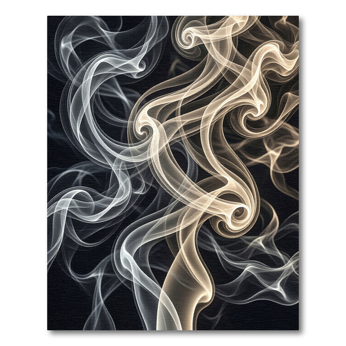 Ethereal Smoke Swirls on Black Rug