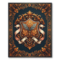 Ornate Gold Laurel Crest Background Rug