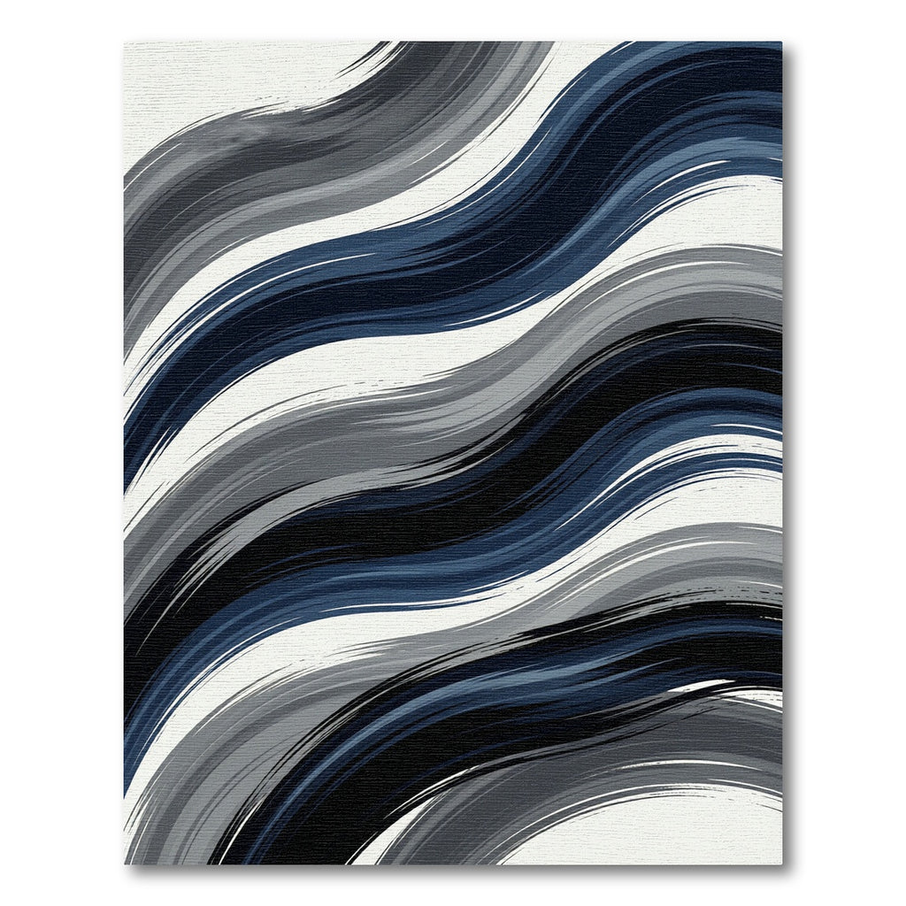 Abstract Gray Blue Brush Stroke Rug