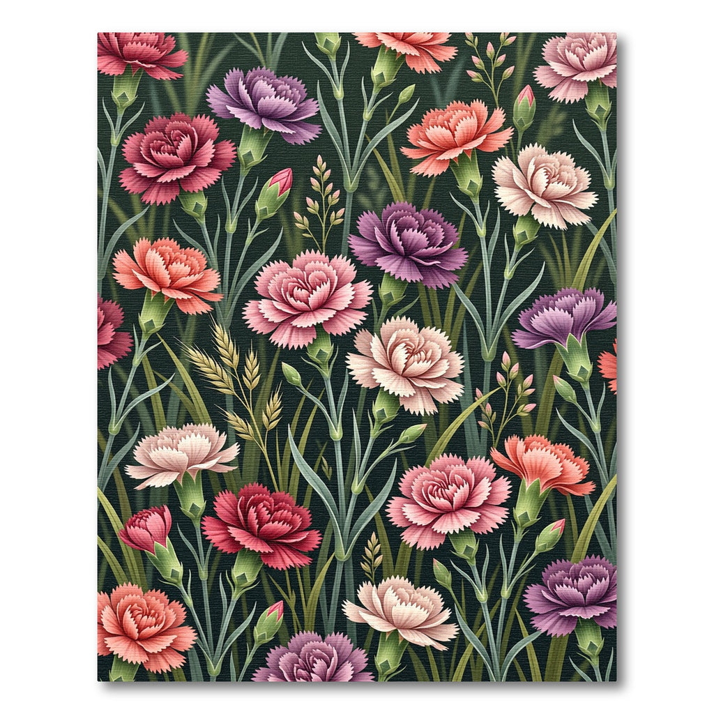 Vibrant Carnation Floral Meadow Rug