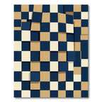 Dimensional Navy and Sand Geometric Squares Rug