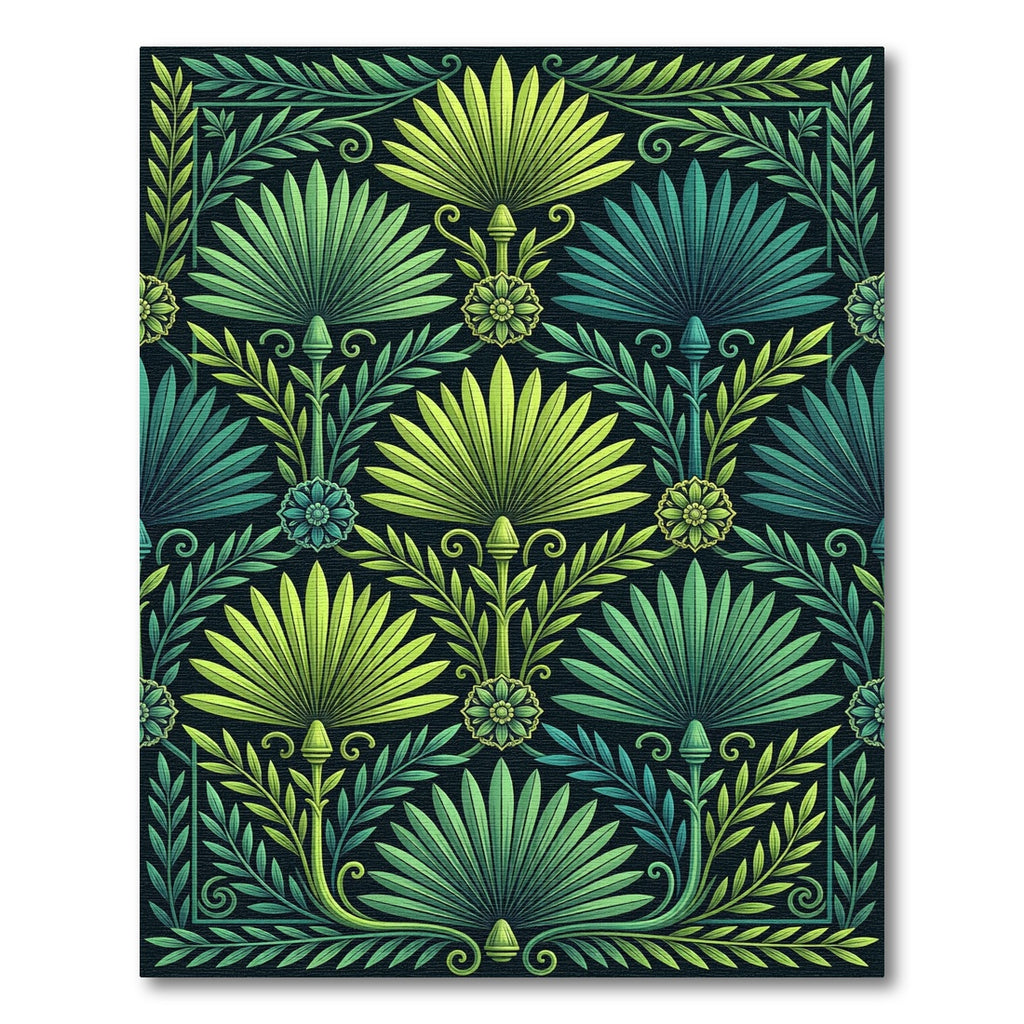Emerald Green Tropical Fan Leaf Rug