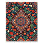 Vibrant Floral Medallion with Ornate Crimson Tulips Rug