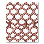 Copper Geometric Honeycomb Interlocking Grid Rug