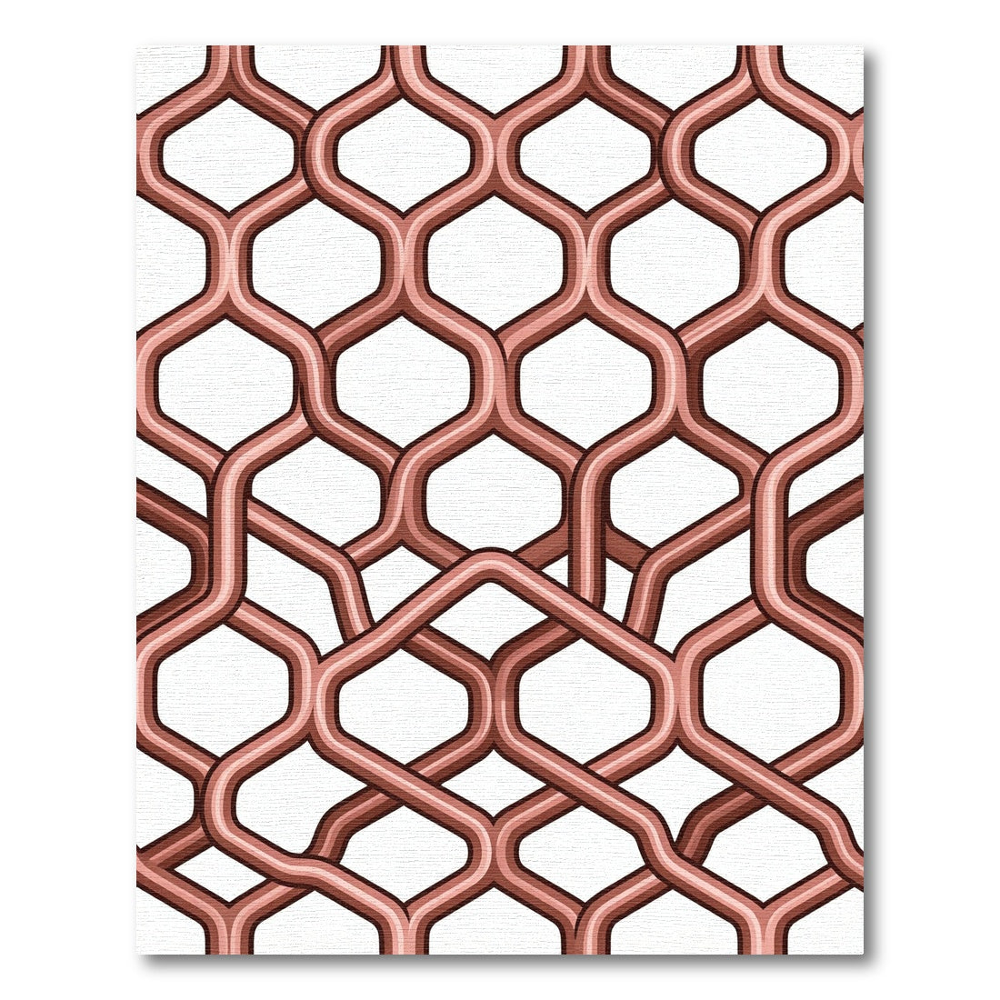 Copper Geometric Honeycomb Interlocking Grid Rug