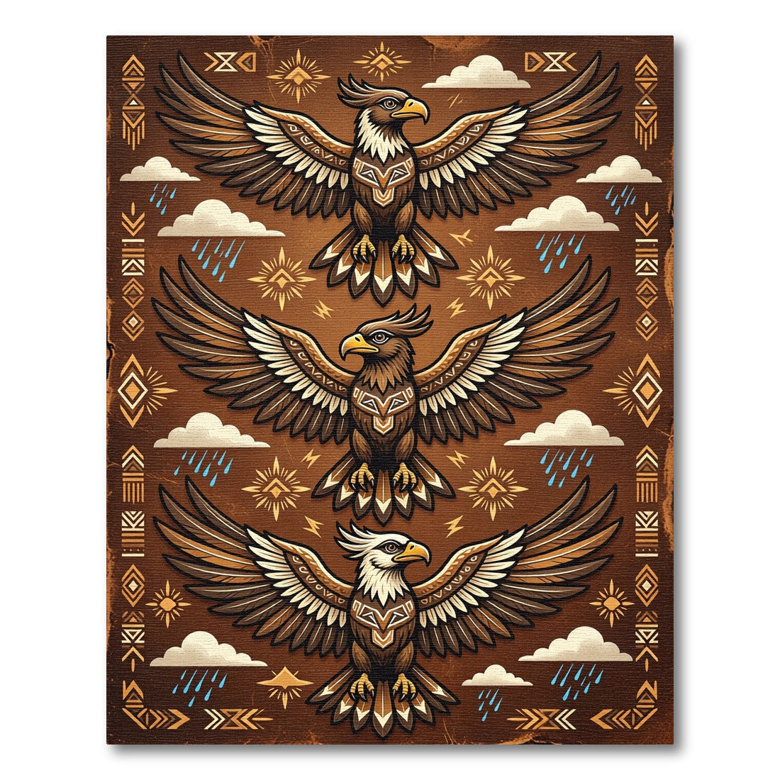 Earthy Brown Celestial Eagle Totem Rug