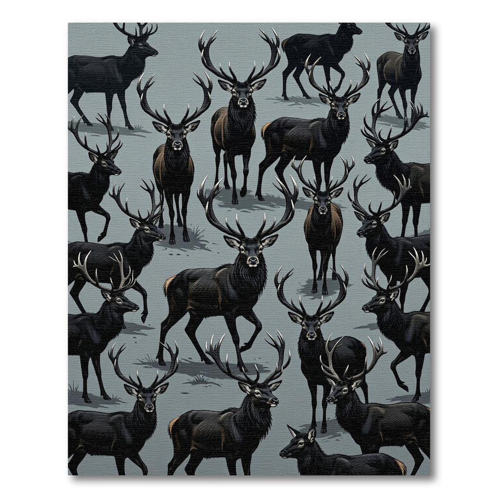 Black Stag Herd Majestic Wildlife Composition Rug