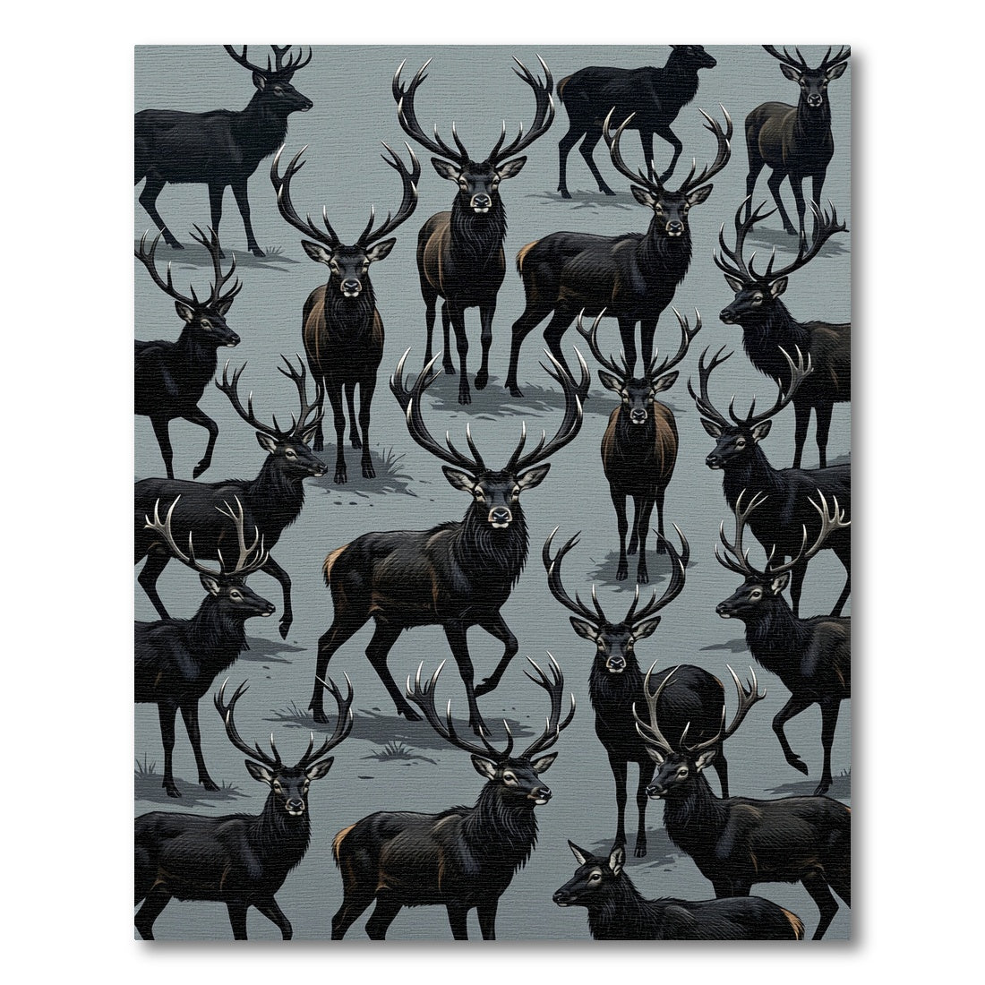 Black Stag Herd Majestic Wildlife Composition Rug